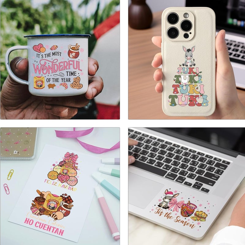AFRITEE Christmas UV DTF Cup Wraps - 30 Cute Santa Claus Gingerbread Man UV DTF Sticker for 16 20 oz Tumbler, Christmas Tree Bow Snowflakes Cold Transfer Sticker DIY Glass Water Bottle Craft Decal Decoration - Image 5